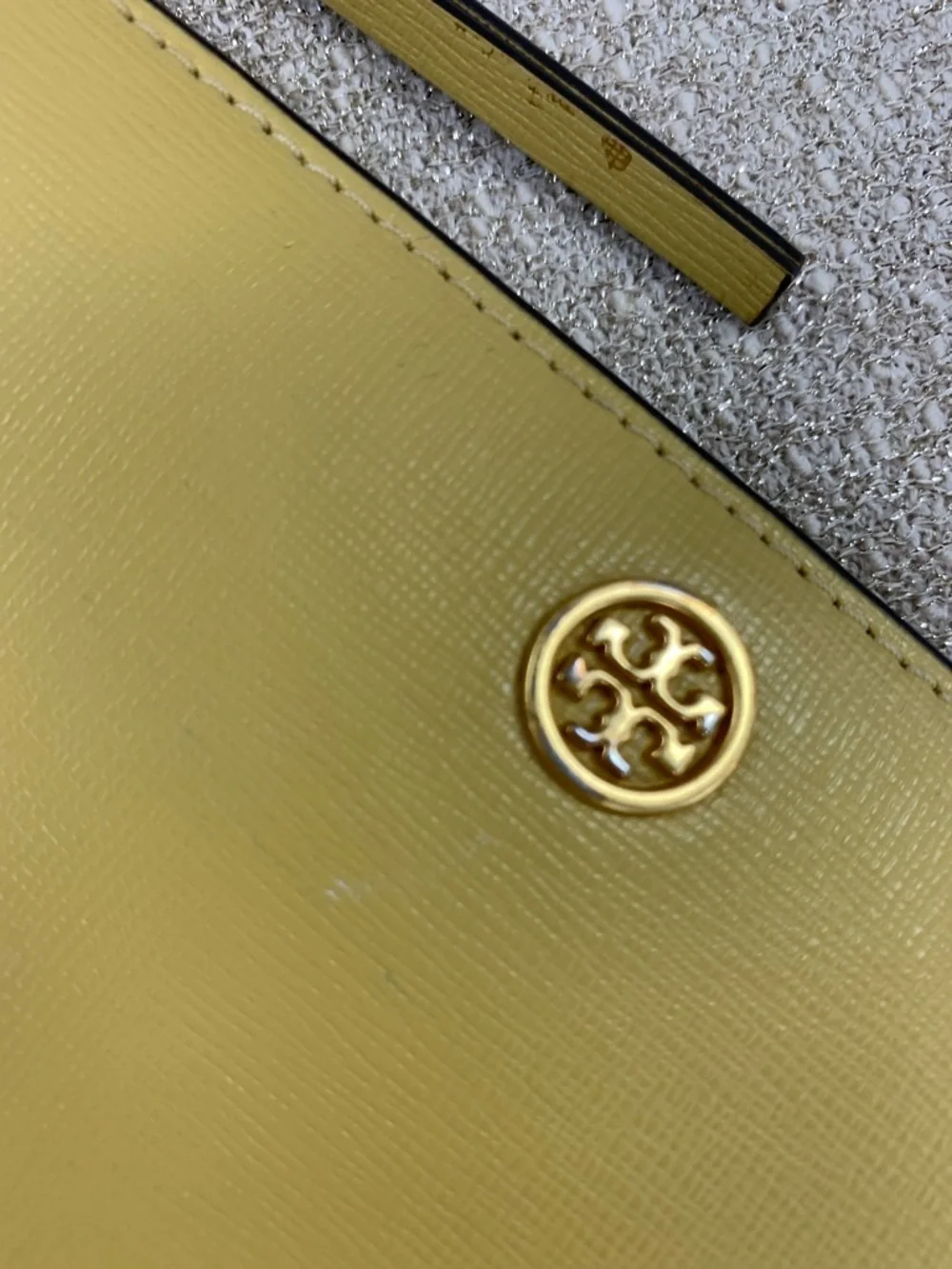 Tory Burch Lemon Saffiano Zip-Around Wallet with Gold Logo